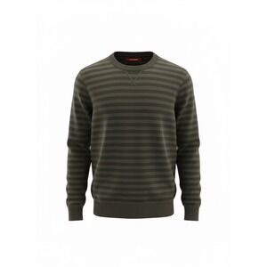 Unionbay Mens‎ Crewneck Sweater Olive Green Charcoal Striped Acrylic Large L